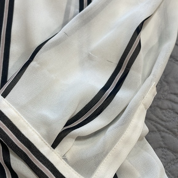 LOFT White and Black Striped Blouse - Picture 5 of 11